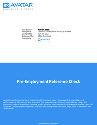 Click here to download a sample PDF report for our automated reference checks